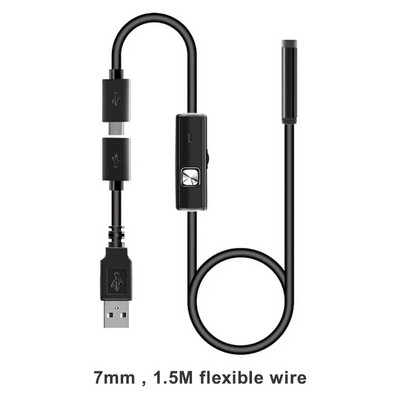 Endoscop 5.5mm 7mm 3in1 USB/Micro USB/Type-C Endoscop reglabil Cameră flexibilă de inspecție rezistentă la apă pentru smartphone Android