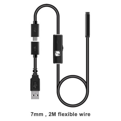 Endoscop 5.5mm 7mm 3in1 USB/Micro USB/Type-C Endoscop reglabil Cameră flexibilă de inspecție rezistentă la apă pentru smartphone Android