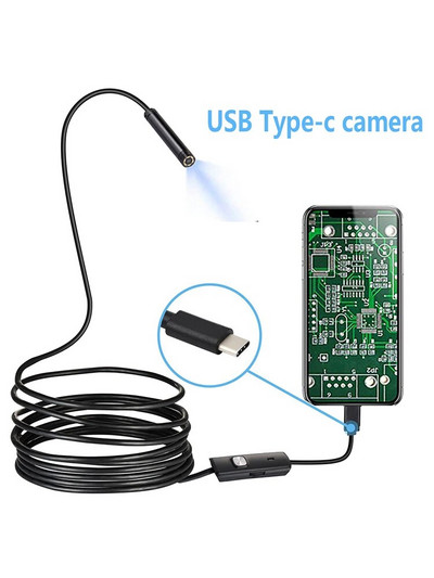 Endoscop tip c 5,5 mm Cameră endoscopică Boroscop 2M pentru telefon Android 480P Electricieni de casă Inspecție țevi Echipament de canalizare