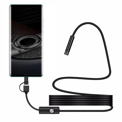 Endoscop cu lentilă de 8 mm pentru cameră 1200P IP68 2M Tub dur flexibil Mirco USB Type-C Boroscop Inspecție video pentru endoscop Android