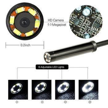 6LED USB Mini Endoscope Camera 1/2/3.5/5/10m Ευέλικτη Κάμερα Επιθεώρησης Snake Borescope με σκληρό καλώδιο για υπολογιστή Smartphone Android
