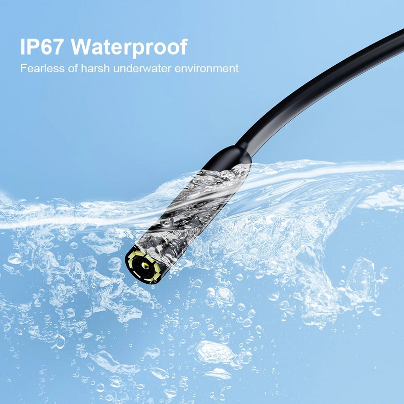 Endoskopska kamera sa svjetlom 1920P 8mm tanki boreskop s mogućnošću prigušivanja 8LED kamera za pregled za iPhone Android Vodootporna zmija kamera