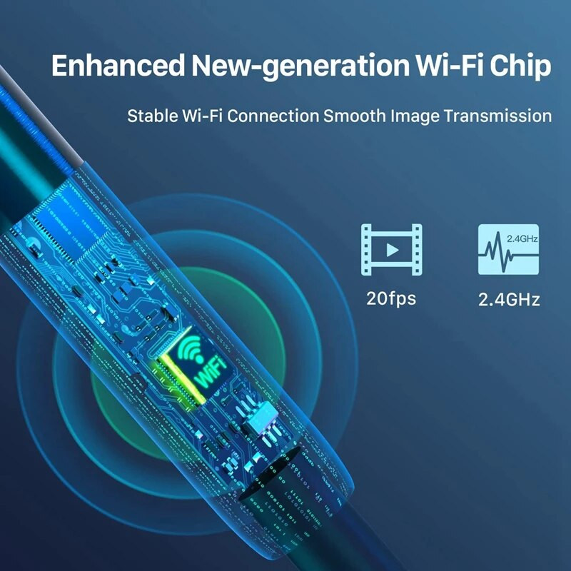 Apžiūros kamera Gyvatės kamera Wi-Fi pramoninis boreskopas su 6 LED lemputėmis, C tipo USB atsparus vandeniui IP67