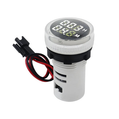 Contor de temporizare digital pătrat rotund, LED, de 22 mm, 0-60 minute/0-999 de ore AC 220 V-380 V Lumină de semnalizare Contor de ore Montare pe panou