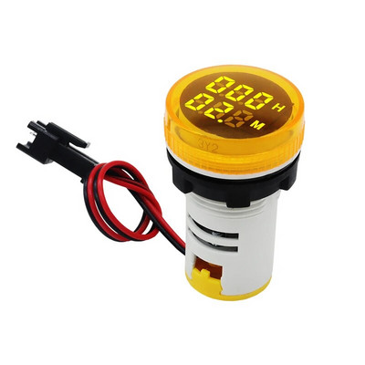 Contor de temporizare digital pătrat rotund, LED, de 22 mm, 0-60 minute/0-999 de ore AC 220 V-380 V Lumină de semnalizare Contor de ore Montare pe panou