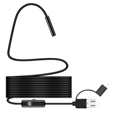 Cameră endoscop industrial, IP67 rezistentă la apă, boroscop de inspecție pentru conducte, piese auto, 3 în 1, telefoane Android, PC, 5,5 mm