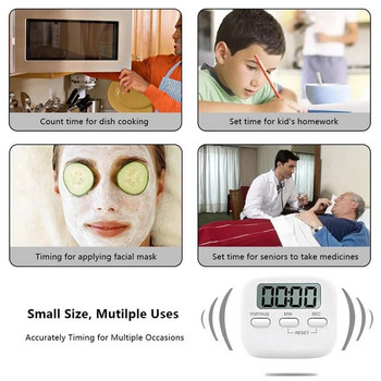 Ψηφιακή οθόνη LCD Χρονοδιακόπτης κουζίνας Μαγνητικό ξυπνητήρι Αντίστροφη μέτρηση μαγειρέματος Χρονόμετρο ύπνου Temporizador Ρολόι Σπίτι Πολυλειτουργικά εργαλεία