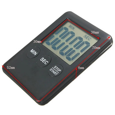 1 buc. Afișaj digital LCD super subțire, cronometru de bucătărie, numărătoare inversă pătrată, alarmă, ceas cu magnet, cronometru de somn, ceas, temporizator, instrument de bucătărie