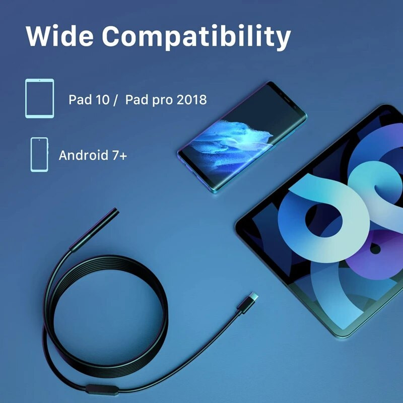 Belaidžio endoskopo tikrinimo kamera Gyvatės kamera Wi-Fi pramoninis boreskopas su 6 LED lemputėmis, C tipo USB atsparus vandeniui IP67