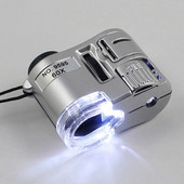 Mini Pocket 60X rankinis didinamasis stiklas mikroskopas, fokusuojantis reguliuojamas lupas valiutos detektorius juvelyro didintuvas su LED šviesa