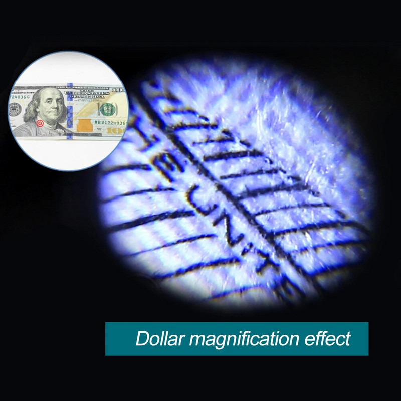 Mini Pocket 60X rankinis didinamasis stiklas mikroskopas, fokusuojantis reguliuojamas lupas valiutos detektorius juvelyro didintuvas su LED šviesa