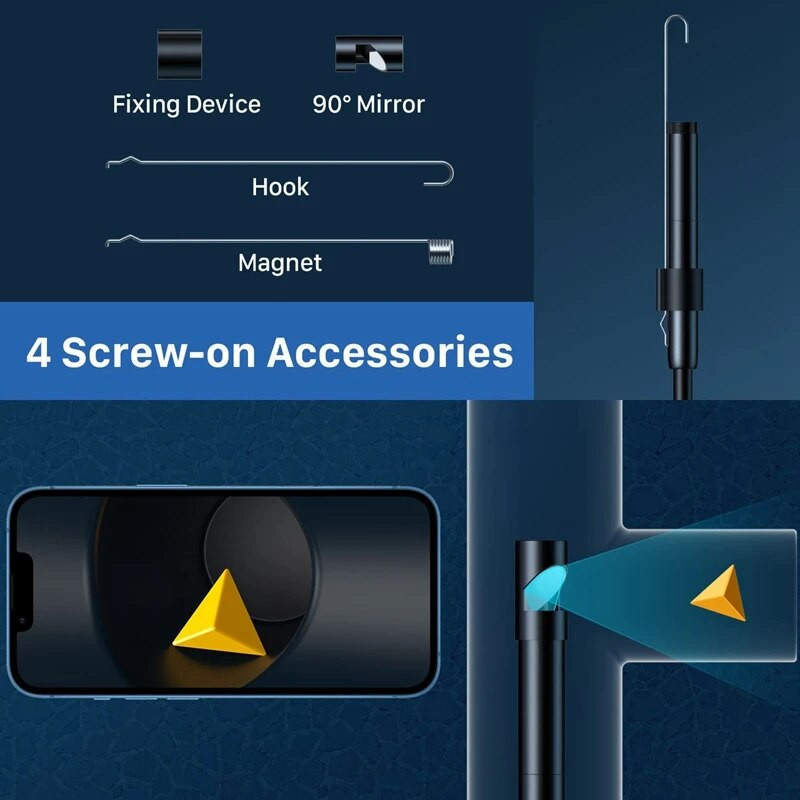 Apžiūros kamera Gyvatės kamera Wi-Fi pramoninis boreskopas su 6 LED lemputėmis, C tipo USB atsparus vandeniui IP67