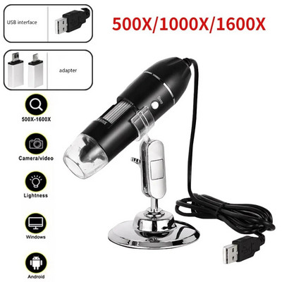 1600X 1000X 500X Microscop Digital Cameră Tip C Microscop electronic portabil USB pentru lipire Lupă Repararea telefonului mobil