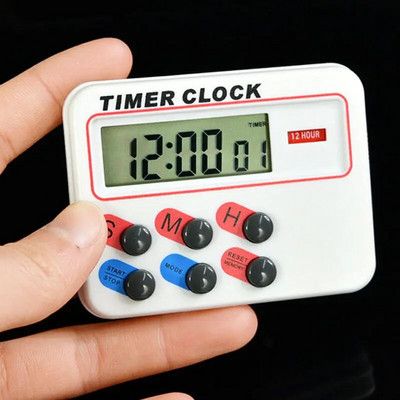 Cronometru magnetic LCD digital pentru bucătărie, numărătoare inversă, 24 de ore, cu suport, alb, duș, studiu practic, gătit ouă, temporizator de birou, ceas cu alarmă