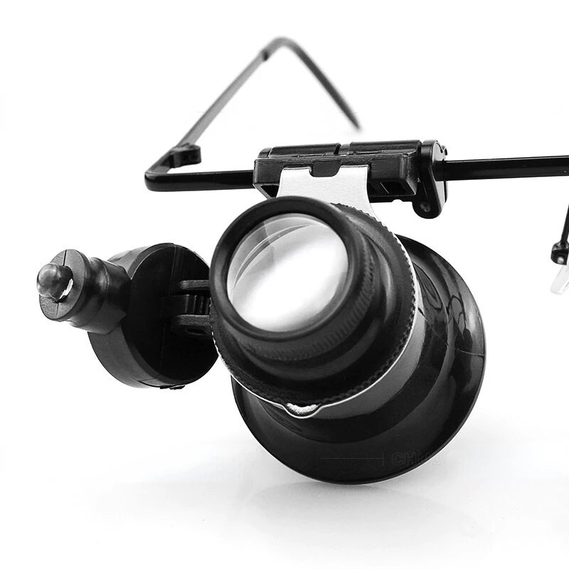 Profesionalno 20X povećalo Dvostruke naočale tipa Zlatar za popravak satova Pregledajte alat Povećalo s dva podesiva LED svjetla