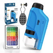 Rankinio kišeninio mikroskopo rinkinys 60-120x laboratorinis mikroskopas su LED lempute, baterija Maitinimo mokslų mikroskopas su telefono laikikliu vaikams