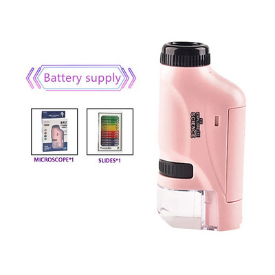 Rankinio kišeninio mikroskopo rinkinys 60-120x laboratorinis mikroskopas su LED lempute, baterija Maitinimo mokslų mikroskopas su telefono laikikliu vaikams