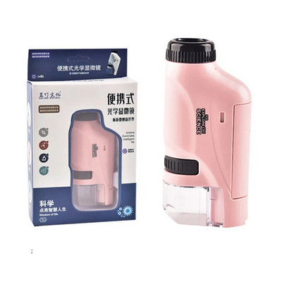 Rankinio kišeninio mikroskopo rinkinys 60-120x laboratorinis mikroskopas su LED lempute, baterija Maitinimo mokslų mikroskopas su telefono laikikliu vaikams