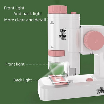 80-200X Ръчен МИНИ Микроскоп с основа LED Биологичен микроскоп Детски изследователски научен инструмент Детски подаръчен микроскоп