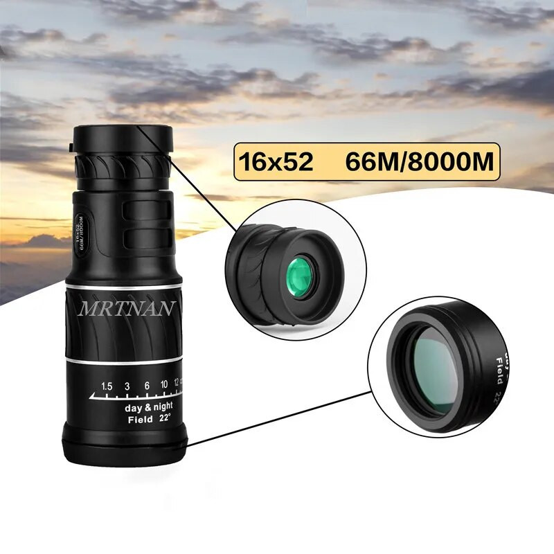 Moćni monokularni teleskop 16x52 Dual Focus Scope Zoom Dalekozor Prizma Kompaktni monokl za lov Oprema za kampiranje Novo