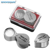 Lupă tripletă Bijutieri Instrument pentru ochi Lupă pliabilă Lentilă de sticlă 10x 20x 30x Instrument de mărire pentru bijuterii cu diamant