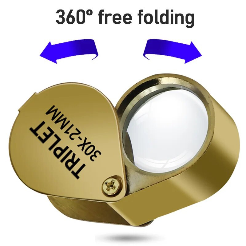 Lupă tripletă Bijutieri Instrument pentru ochi Lupă pliabilă Lentilă de sticlă 10x 20x 30x Instrument de mărire pentru bijuterii cu diamant