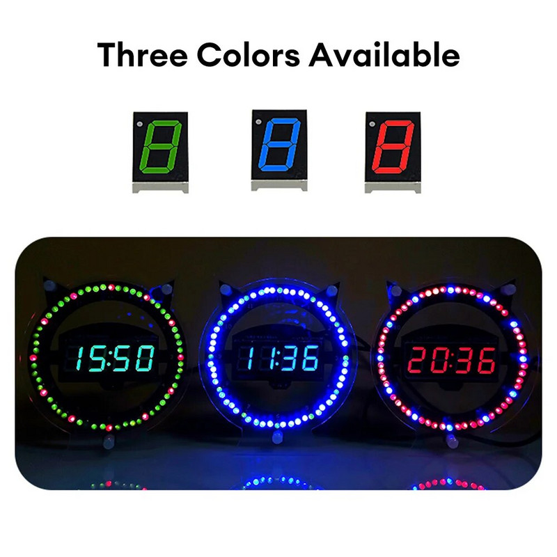 5 V LED linksmas žadintuvas, daugiafunkcis kačiuko laikrodis kūrybingas šviesos valdymo temperatūros surinkimas, pasidaryk pats elektroniniai litavimo rinkiniai