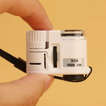 60X ръчна лупа Мини джобен микроскоп Лупа Детектор на валута Бижутерска лупа с LED светлина