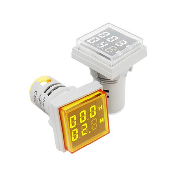 22 mm LED квадратен цифров таймер 0-60 минути/0-999 часа AC 220V-380V Мини сигнална светлина Измервател на часове Монтаж на панел