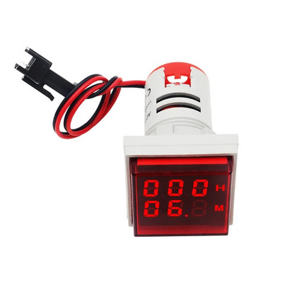 Cronometru digital pătrat LED de 22 mm 0-60 minute/0-999 ore AC 220V-380V Mini semnalizare Lumină Oră Contor Montare pe panou