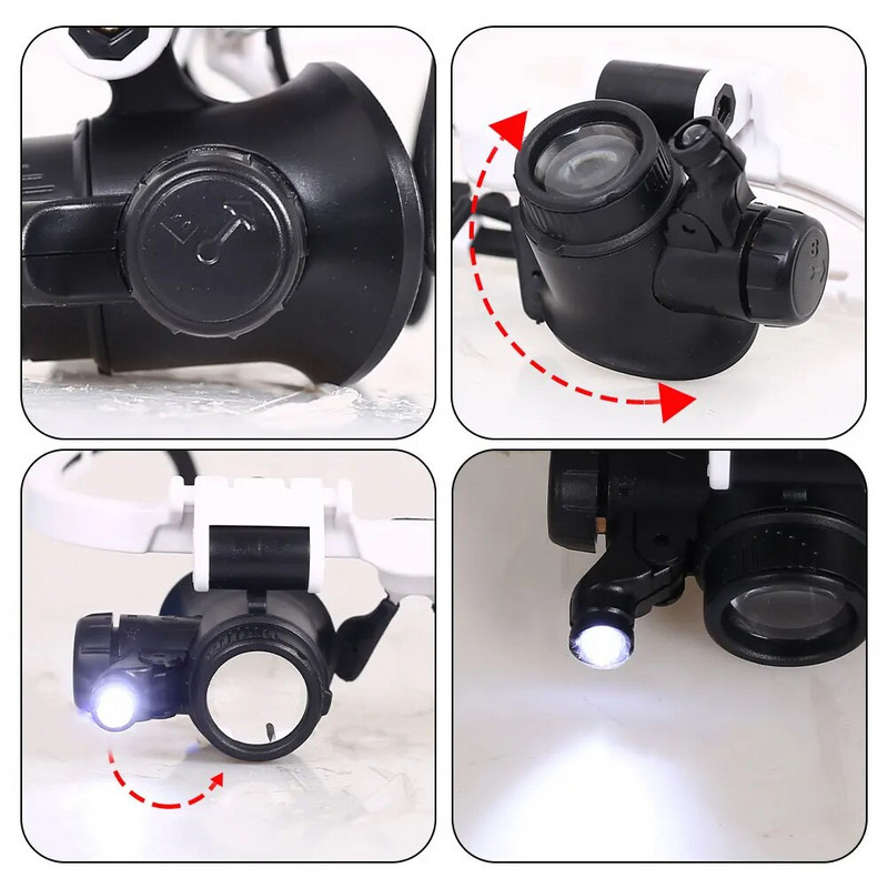 1 kom. nosač za glavu, mehaničke naočale visoke čvrstoće, mikroskop, urar, dodaci za popravak nakita, povećalo za čitanje, lupa