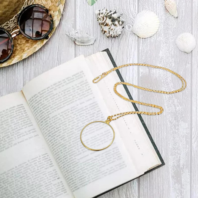 5X ogrlica, povećalo, privjesak, ogrlica s povećalom, džepni nakit, prijenosno povećalo za čitanje, lupa, lanac, monokl, ogrlica R