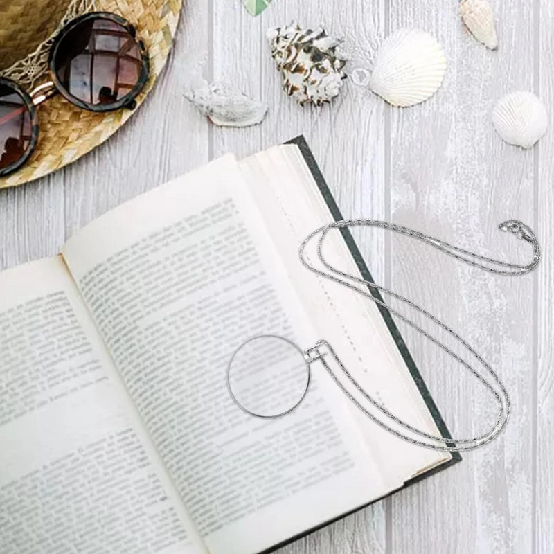 5X ogrlica, povećalo, privjesak, ogrlica s povećalom, džepni nakit, prijenosno povećalo za čitanje, lupa, lanac, monokl, ogrlica R