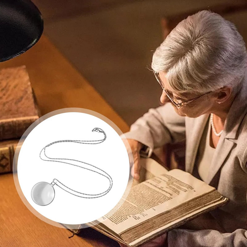 5X ogrlica, povećalo, privjesak, ogrlica s povećalom, džepni nakit, prijenosno povećalo za čitanje, lupa, lanac, monokl, ogrlica R