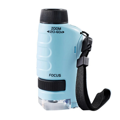 60-120X kodune koolilabor lastele teaduslik LED-valgusti kinkevarre hariv mänguasi mini kaasaskantav bioloogiline pihumikroskoop