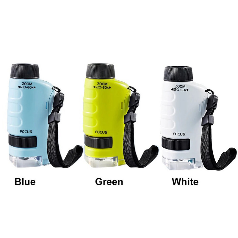 60-120X kodune koolilabor lastele teaduslik LED-valgusti kinkevarre hariv mänguasi mini kaasaskantav bioloogiline pihumikroskoop