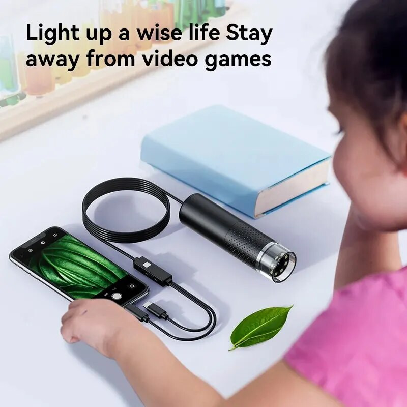 Skaitmeninis mikroskopas nešiojamasis 8LED 1600X didinimo endoskopas, skirtas iPhone Android telefono tikrinimo kameros endoskopui