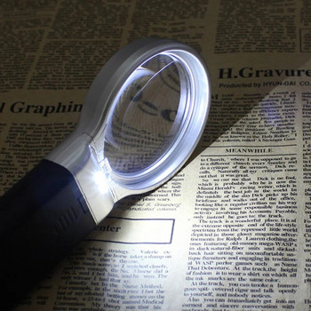 3X Πτυσσόμενο φωτιστικό μεγεθυντικό φακό φακού που διαβάζει φορητό φορητό φωτιζόμενο μεγεθυντικό φακό με 2 φώτα LED για εφημερίδα
