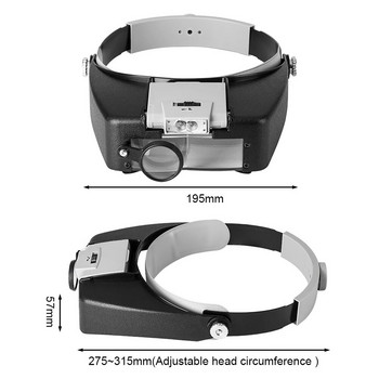 10X лента за глава LED увеличителни очила Осветена лупа Регулируема глава Лупа Четене на бижута Инструмент за ремонт на часовникаря