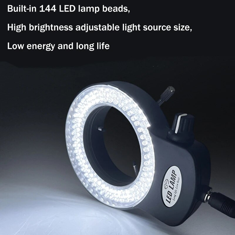 Mikroskopo šviesos žiedo šviesa, reguliuojama 144 lempos karoliukai LED šviesos šaltinio pramoninio mikroskopo žiedo apšvietimas - EU kištukas