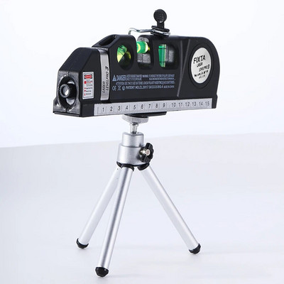 Lazerinio lygio daugiafunkcė 4 viename buitinė lygio matavimo lazerinė liniuotė su besisukančio trikojo vertikaliais horizontalaus lygio įrankiais