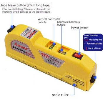 250/300cm 4 In1 Laser Level Tape Measure High Power Green Red Cross Line Laser Level Aligner for Construction Measure Tools