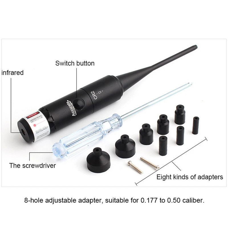 1 tk Mini Red Dot lasersihiku kalibreerimise lasersiipi komplekt 0,17–0,78 kaliibriga kollimaatori kalibraatorile 12 adapteriga