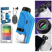 Kaasaskantav käeshoitav mikroskoobi komplekt 60-120x Lab mini taskumikroskoop LED-valgusega bioloogilise teadusliku mikroskoobiga lastele