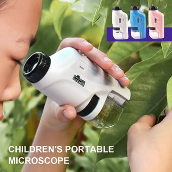 Преносим комплект ръчен микроскоп 60-120x Lab Mini Pocket Microscopio с LED светлина Биологичен научен микроскоп за деца