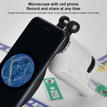 Φορητό κιτ μικροσκοπίου χειρός 60-120x Lab Mini Pocket Microscope with LED Light Biological Science Microscope for Children