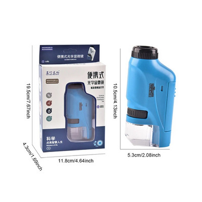 Kaasaskantav käeshoitav mikroskoobi komplekt 60-120x Lab mini taskumikroskoop LED-valgusega bioloogilise teadusliku mikroskoobiga lastele