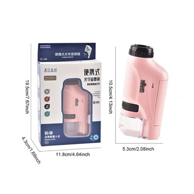 Kaasaskantav käeshoitav mikroskoobi komplekt 60-120x Lab mini taskumikroskoop LED-valgusega bioloogilise teadusliku mikroskoobiga lastele