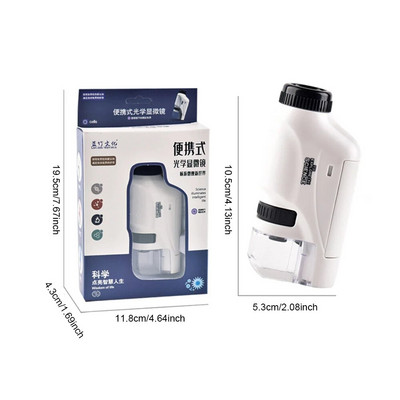 Kaasaskantav käeshoitav mikroskoobi komplekt 60-120x Lab mini taskumikroskoop LED-valgusega bioloogilise teadusliku mikroskoobiga lastele