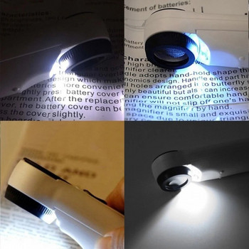 40x 3,5 мм LED светлина Увеличително стъкло Лупа Ръчен микроскоп Лупа Осветена лампа за печатни платки Отличителни белези Бижута